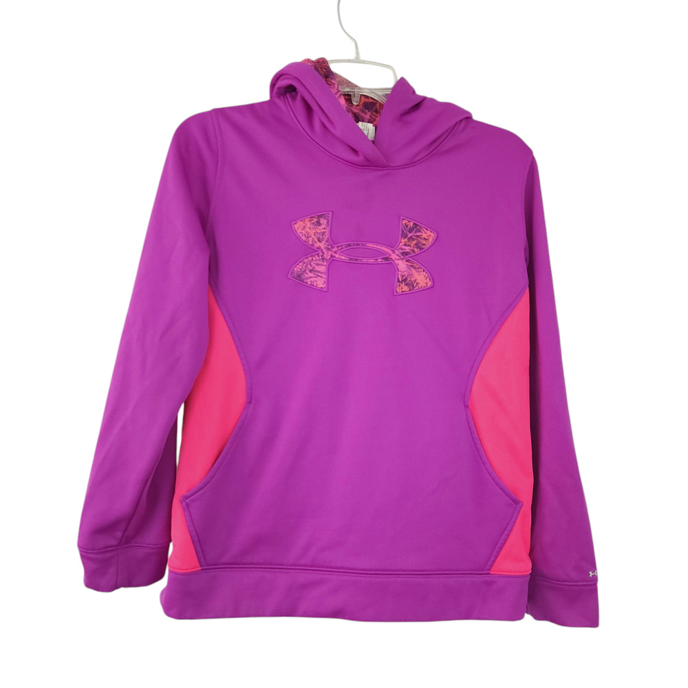 Under Armour Girls Hooded Sweatshirt Youth XL YXL Purple Pink Bright Hoodie